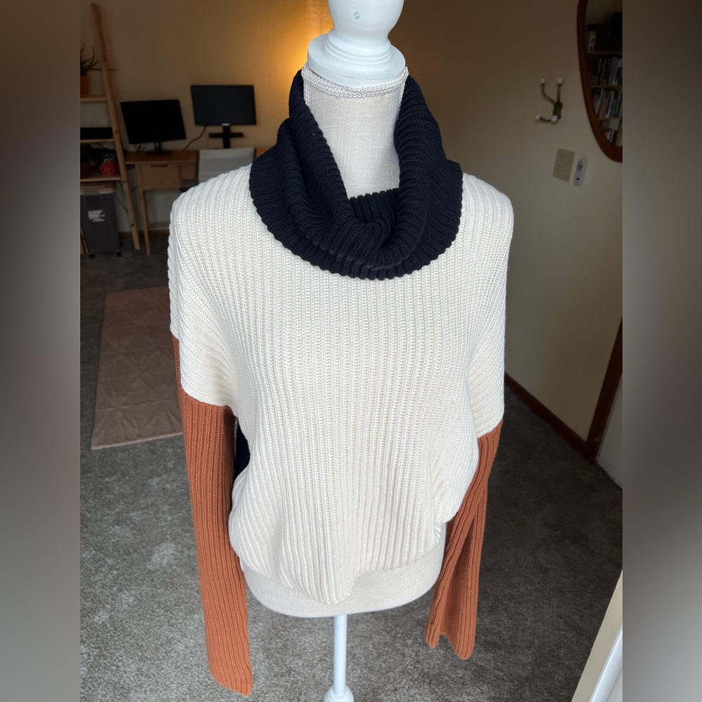 Knit Color-block Turtleneck Sweater